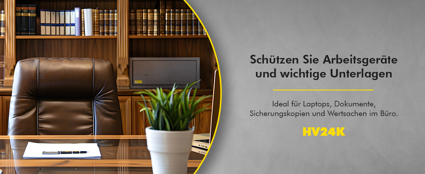 Schwarzer HomeSafe HV70K Möbeltresor mit Doppelbart-Schlüsselschloss und zwei Einlegeböden. – Detail 3