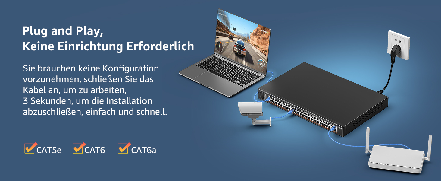 YuanLey YS25-4800-EU 48-Port 2,5G Switch im schwarzen Metallgehäuse für die 19-Zoll-Rackmontage – Detail 3