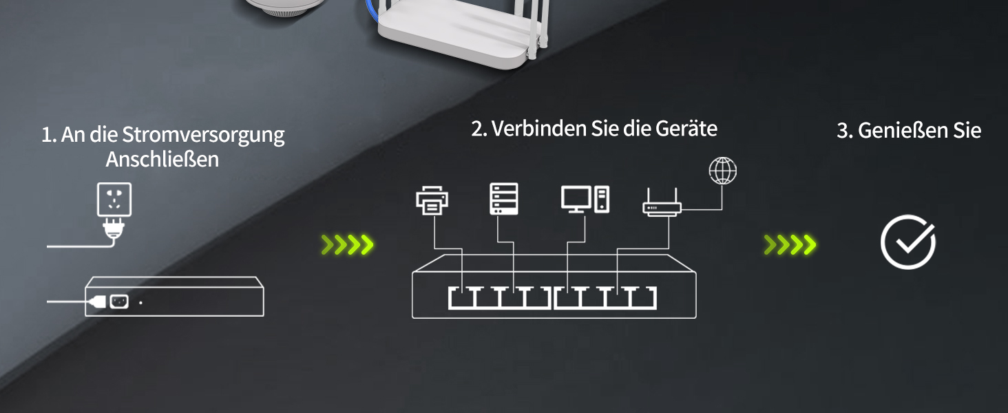 NICGIGA S100-0800T Netzwerk-Switch mit acht 10-Gbit/s-RJ45-Ports im schwarzen Metallgehäuse für die 19-Zoll-Montage – Detail 3