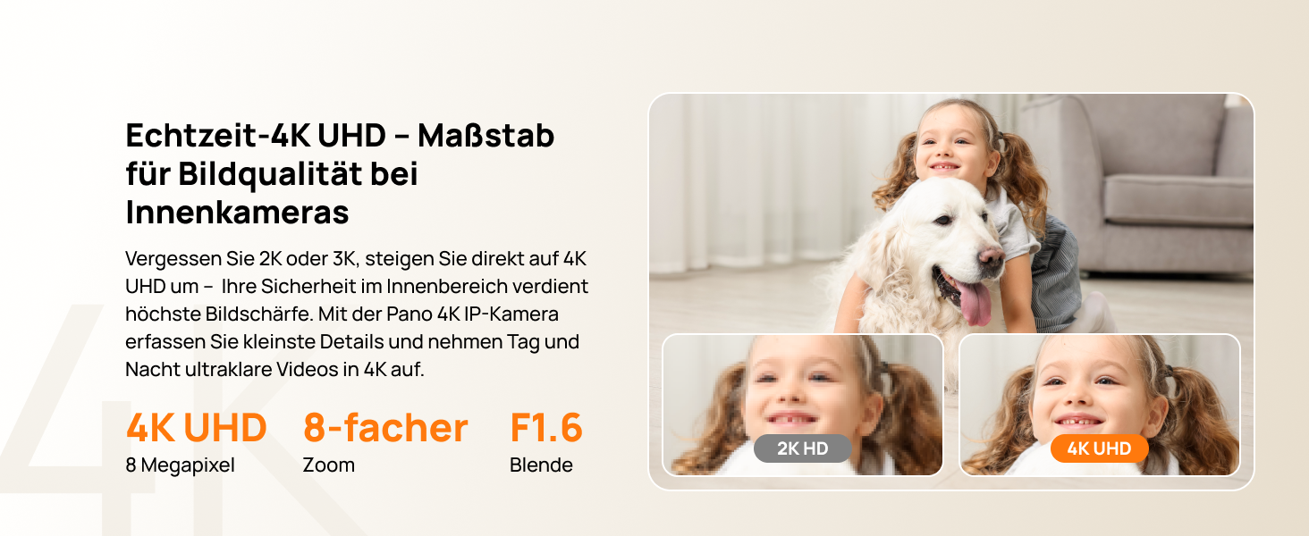 Anona Pano 4K Innenkamera in Weiss mit schwenkbarem Kamerakopf – Detail 3