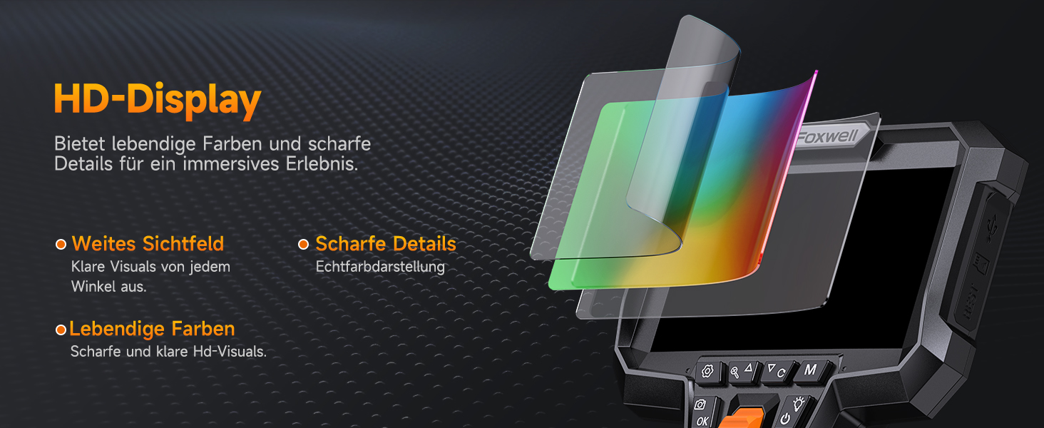 FOXWELL Y400 Endoskopkamera mit 4,3-Zoll-Display und 6,2-mm-Sonde mit beweglichem Kamerakopf – Detail 3