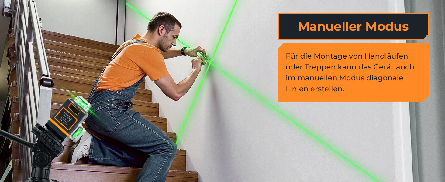 CIGMAN CM701 Kreuzlinienlaser mit drei grünen 360-Grad-Linien, Fernbedienung und Halterung – Detail 3