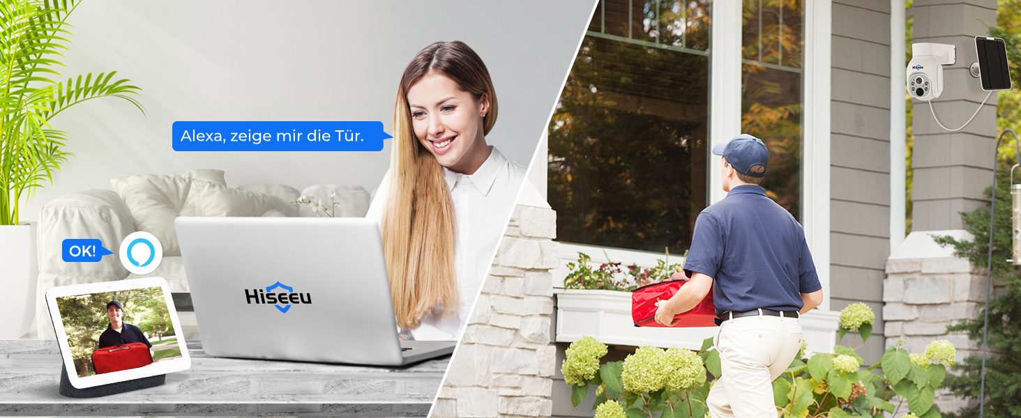 Hiseeu Solar-Kameraset mit vier Aussenkameras samt Solarpanel und dem Rekorder mit 10-Zoll-Bildschirm. – Detail 3