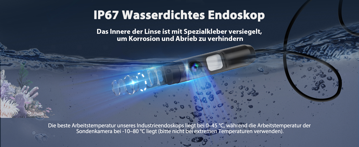 Endoskopkamera W400-B mit Doppellinse und LED-Beleuchtung am 5 m langen halbstarren Kabel – Detail 3