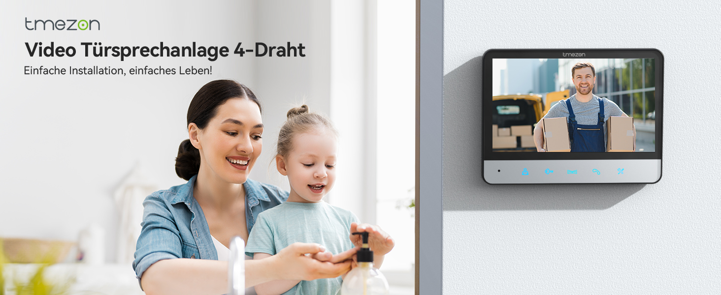 TMEZON Video-Türsprechanlage 4-Draht mit zwei 7-Zoll-Monitoren – Detail 2