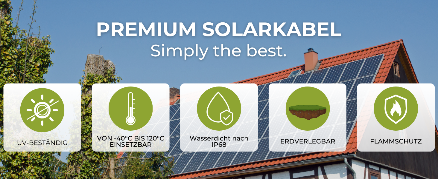 Aufgerolltes Solarkabel in Rot und Schwarz mit ab Werk montierten Solarsteckern an beiden Enden. – Detail 4