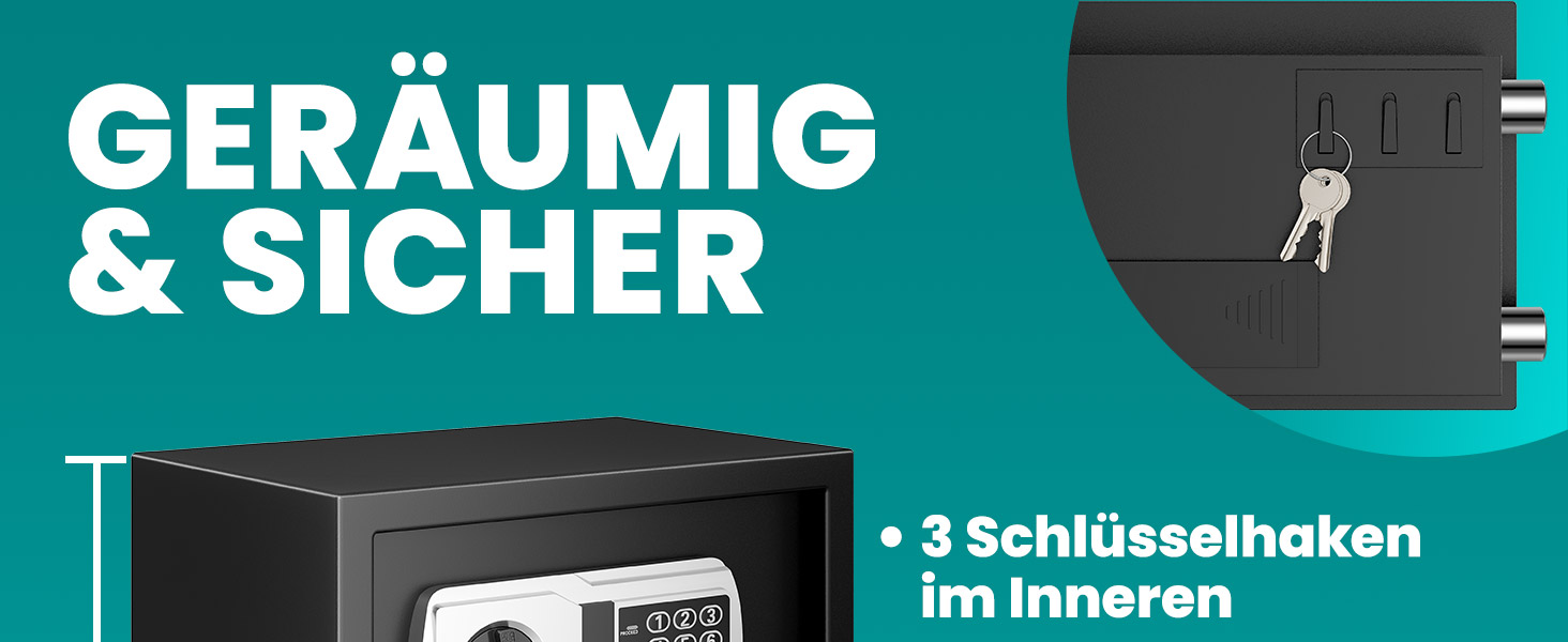 Deuba Möbeltresor in Silber mit elektronischem Zahlenschloss und geöffneter Stahltür – Detail 4