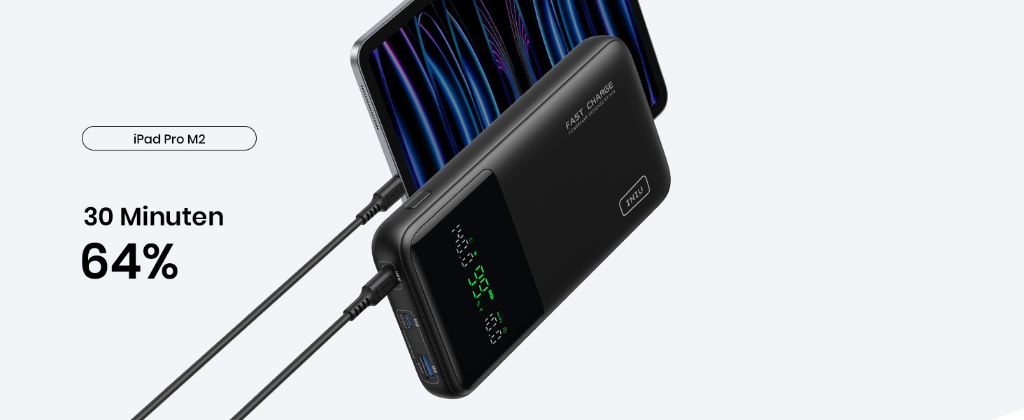 INIU BI-B64 Powerbank mit Digitalanzeige und drei Anschlüssen – Detail 4