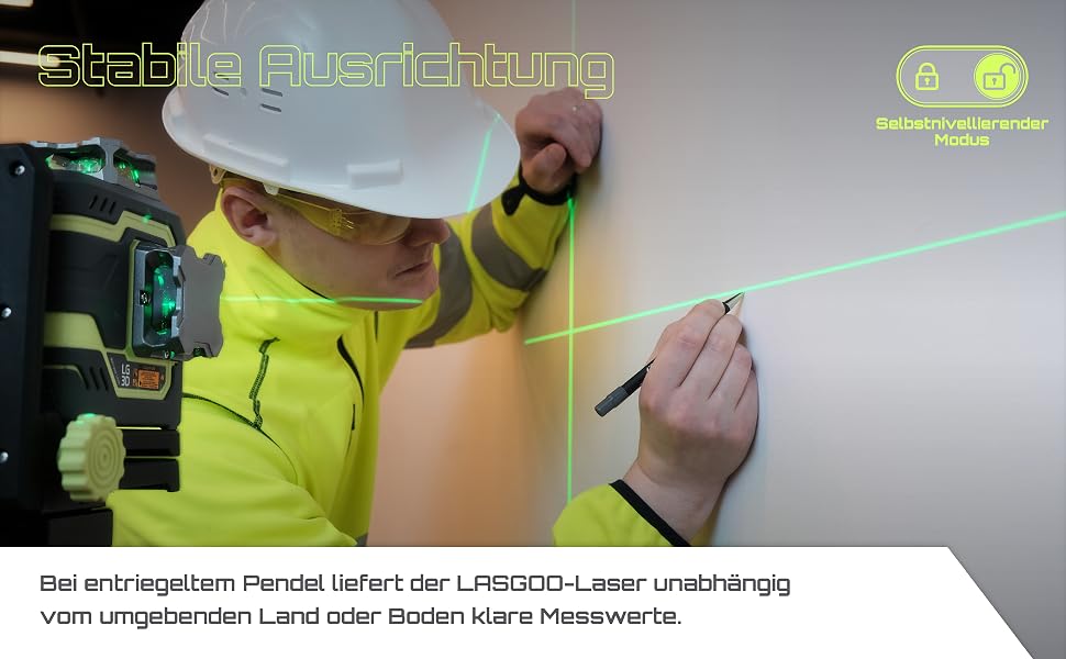 LasGoo LG-3D Linienlaser mit drei 360-Grad-Ebenen in grünem Strahl – Detail 4