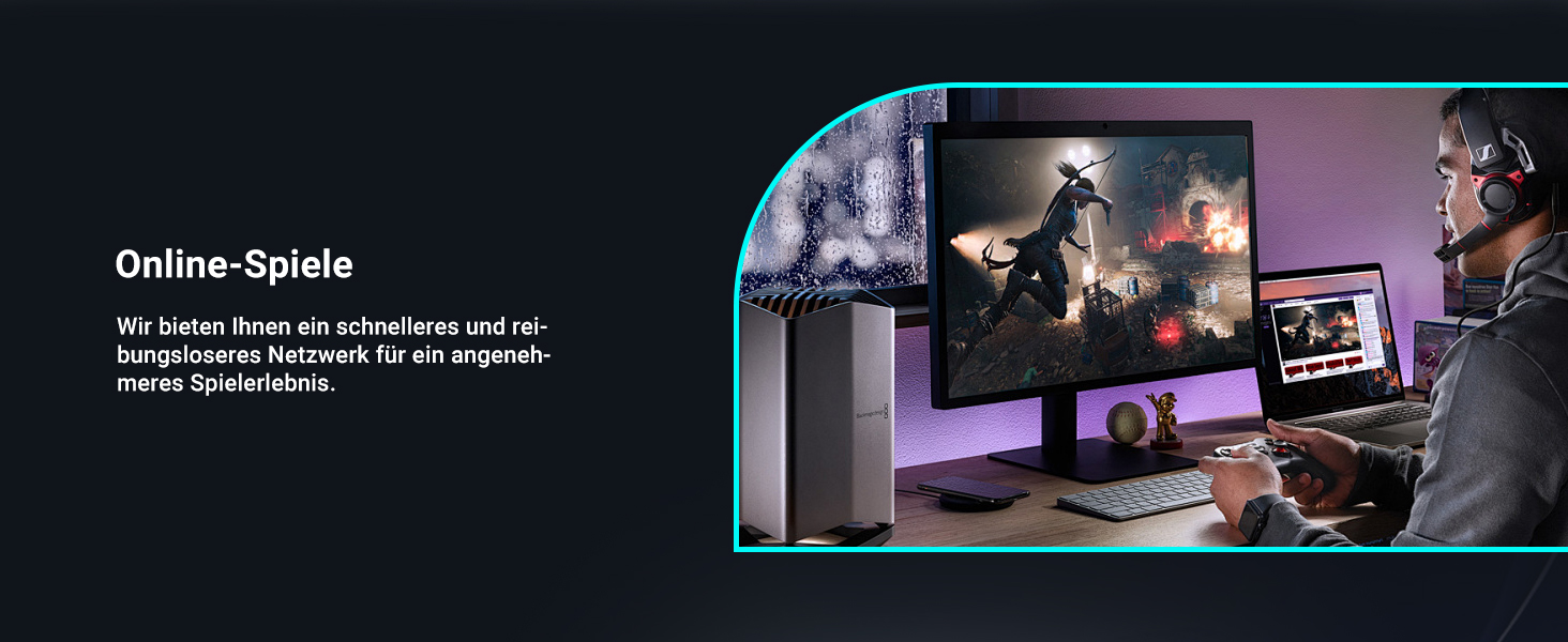 GiGaPlus S25-1602T Netzwerk-Switch im schwarzen Metallgehäuse mit sechzehn 2.5G-Ports und zwei 10G-RJ45-Uplinks. – Detail 4