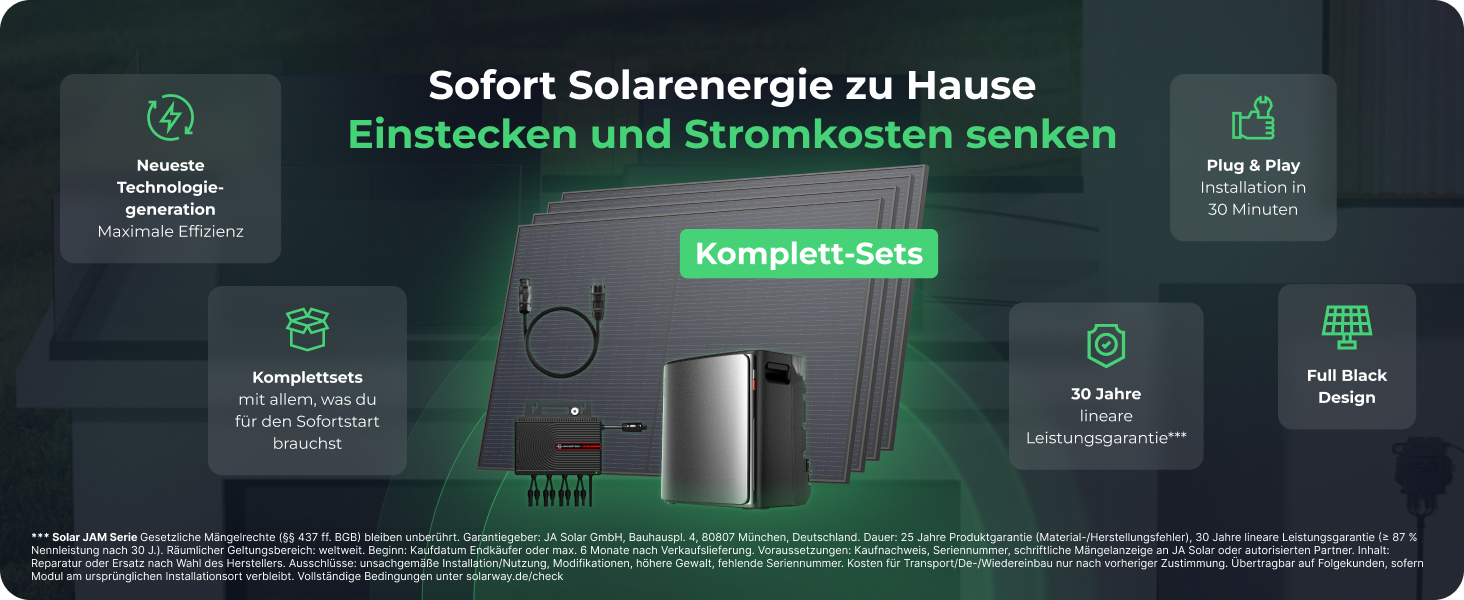 Solarway 500-W-Solarmodul in bifazialer Glas-Glas-Bauweise, Full Black mit Aluminiumrahmen – Detail 4