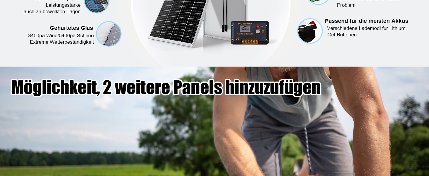 ECO-WORTHY 170-W-Solarpanel mit 30-A-Laderegler – Detail 4