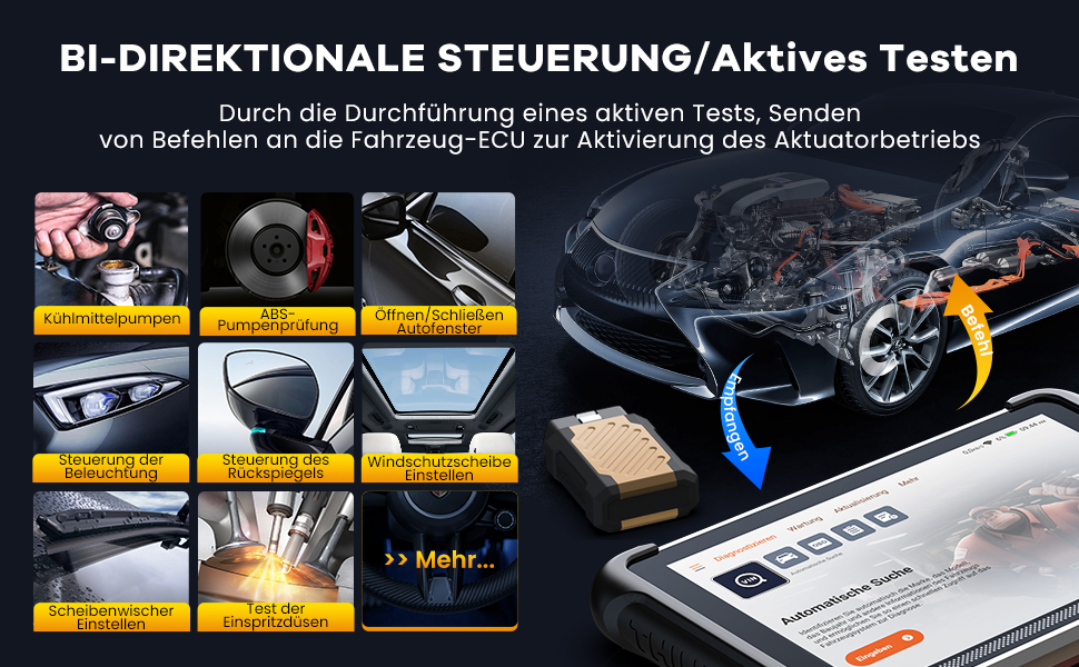 THINKCAR ThinkScan 689BT OBD2-Diagnosegerät mit 8-Zoll-Tablet und Bluetooth-Dongle für den OBD-Anschluss – Detail 4
