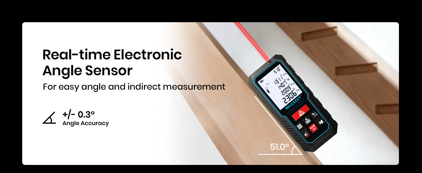 MiLESEEY D5 Laser-Entfernungsmesser in Schwarz mit beleuchtetem Display und Tastenfeld – Detail 4