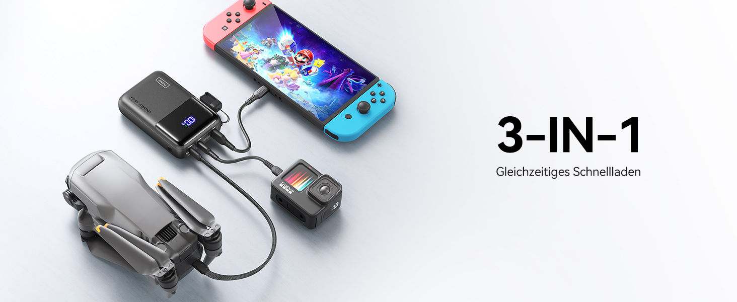 INIU P63 Powerbank mit 25000 mAh, Digitalanzeige und drei Anschlüssen – Detail 4