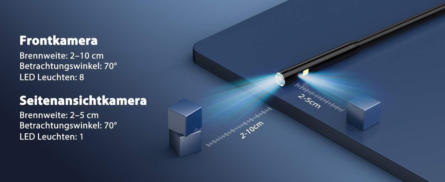 Endoskopkamera W400-B mit Doppellinse und LED-Beleuchtung am 5 m langen halbstarren Kabel – Detail 5