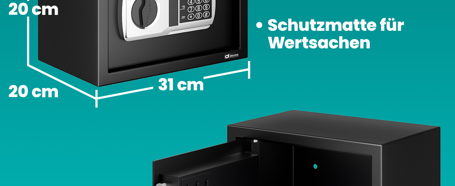 Deuba Möbeltresor in Silber mit elektronischem Zahlenschloss und geöffneter Stahltür – Detail 5