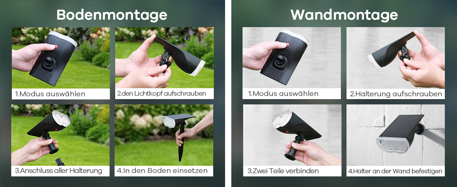 Linkind StarRay Solarstrahler mit Bewegungsmelder auf Erdspiess, 2er-Pack – Detail 5