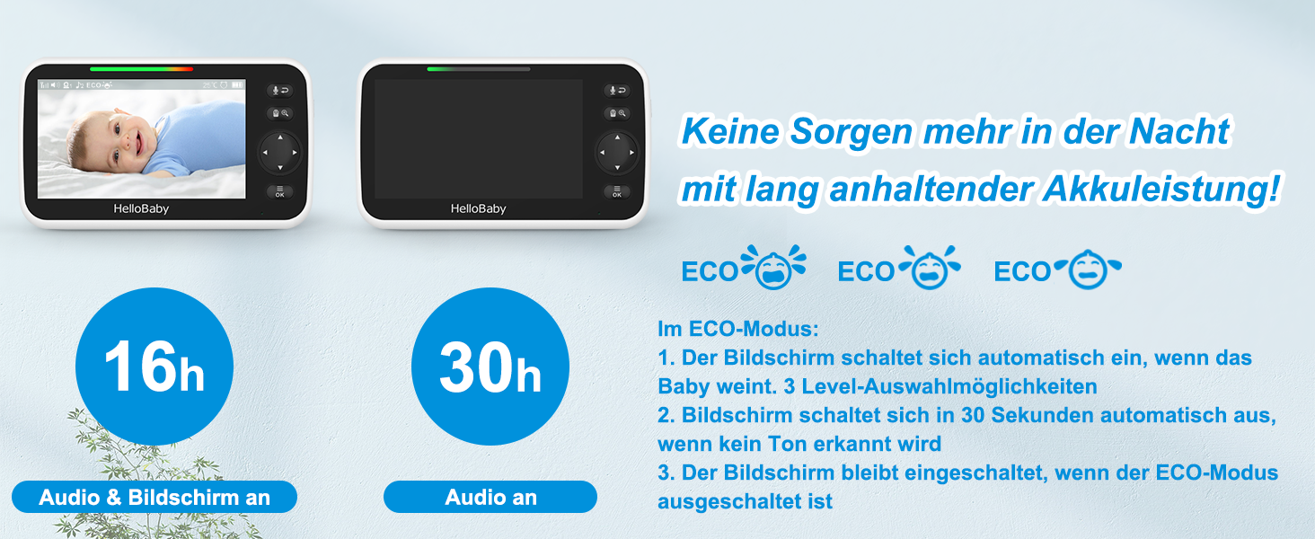 HelloBaby HB6550 Babyphone mit 5-Zoll-Monitor und schwenkbarer Kamera mit Infrarot-Nachtsicht – Detail 5