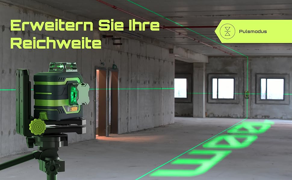 LasGoo LG-3D Linienlaser mit drei 360-Grad-Ebenen in grünem Strahl – Detail 5