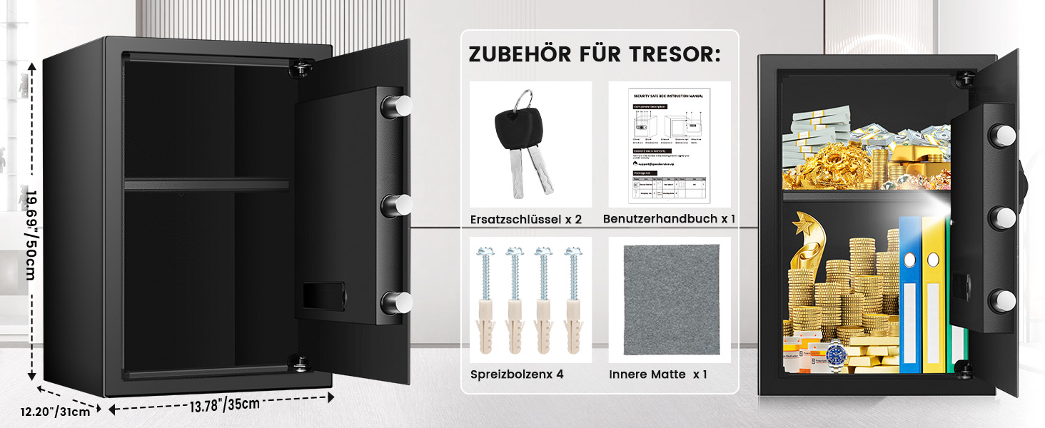 Tiskgg Standtresor mit 70 Litern Rauminhalt, elektronischem Zahlenschloss und Regal – Detail 5
