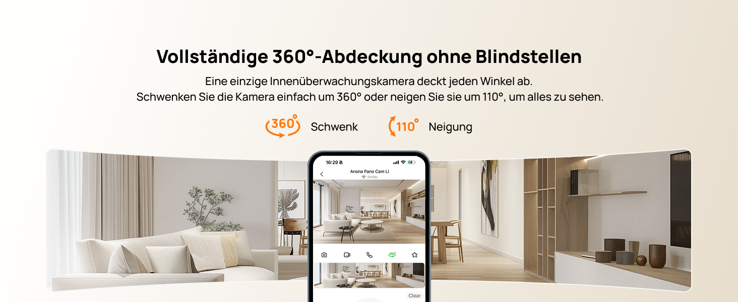 Anona Pano 4K Innenkamera in Weiss mit schwenkbarem Kamerakopf – Detail 5