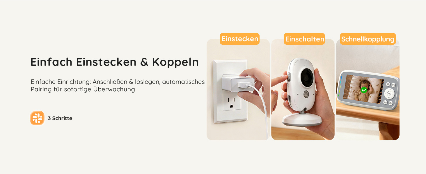 BOIFUN VB616 Babyphone in Weiss mit Kamera und 4-Zoll-Monitor – Detail 5