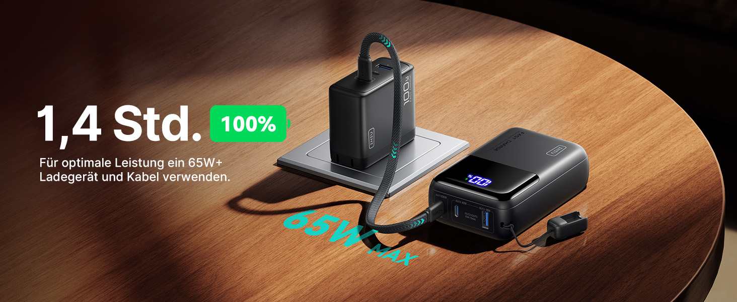 INIU P63 Powerbank mit 25000 mAh, Digitalanzeige und drei Anschlüssen – Detail 5