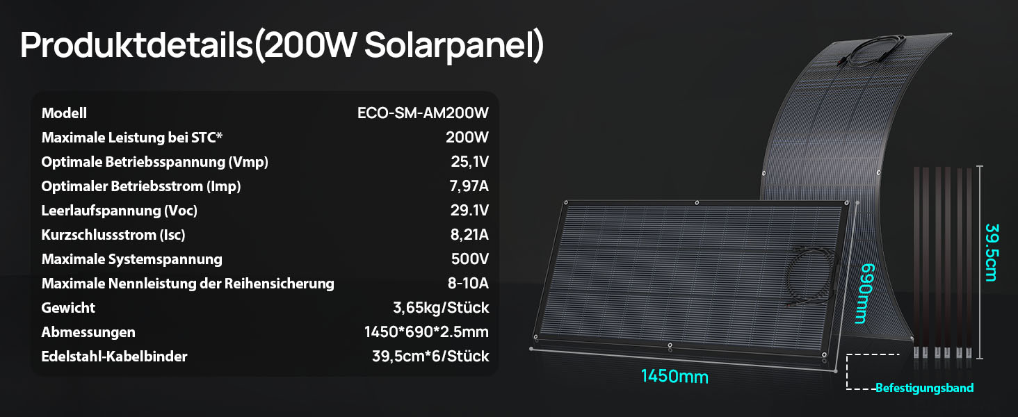 ECO-WORTHY 200-W-Solarpanel flexibel – Detail 6