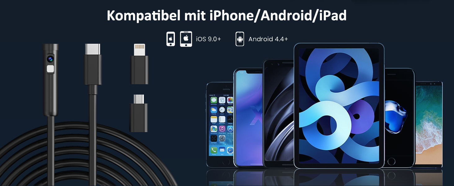 Endoskopkamera W400-B mit Doppellinse und LED-Beleuchtung am 5 m langen halbstarren Kabel – Detail 6