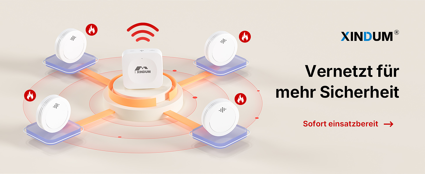 XINDUM SM01 Rauchmelder 6er Set in weiss mit Magnethalterung und 10-Jahres-Batterie – Detail 6