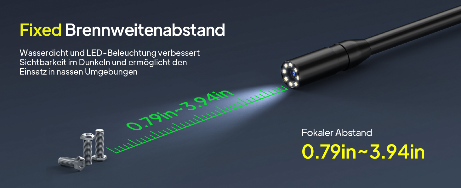 Qimic G30M Endoskopkamera mit 4,3-Zoll-Display, 8-mm-Kamerakopf und aufgerolltem 5-Meter-Kabel – Detail 6