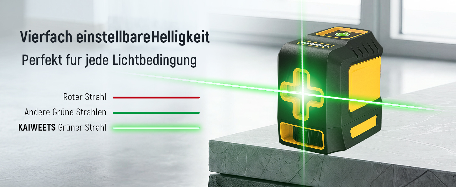 KAIWEETS T40 Kreuzlinienlaser mit grüner Kreuzlinie, klappbarem L-Halter und Magnetfuss – Detail 6
