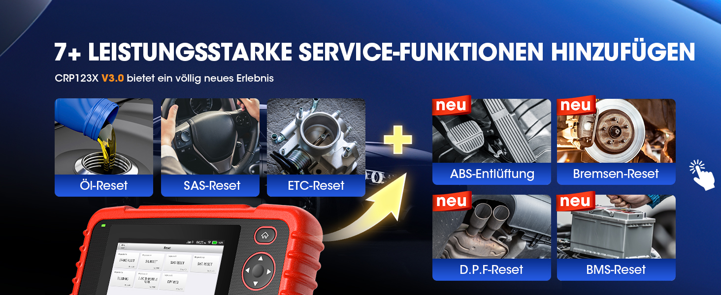 LAUNCH CRP123X V2.0 OBD2-Diagnosegerät als Handgerät mit 5-Zoll-Display, Frontansicht. – Detail 3