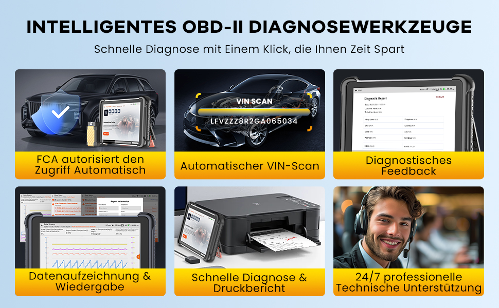 THINKCAR ThinkScan 689BT OBD2-Diagnosegerät mit 8-Zoll-Tablet und Bluetooth-Dongle für den OBD-Anschluss – Detail 6