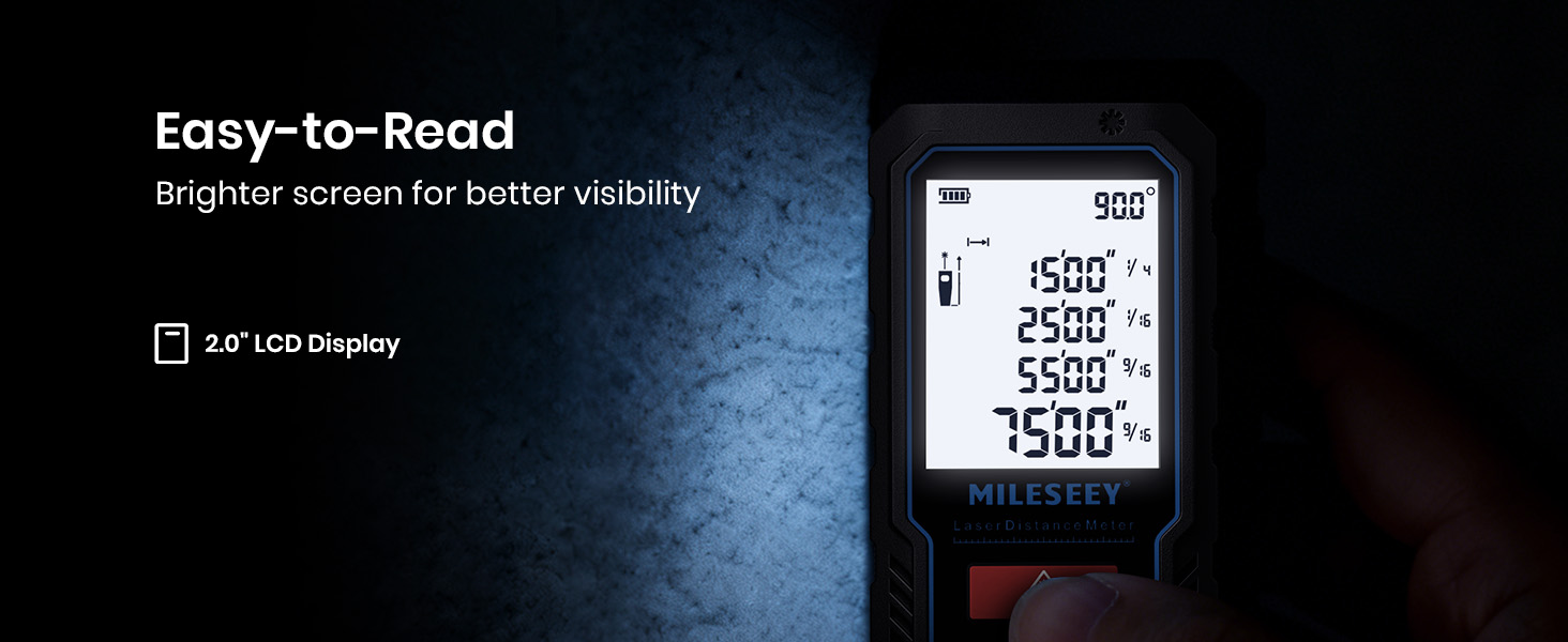 MiLESEEY D5 Laser-Entfernungsmesser in Schwarz mit beleuchtetem Display und Tastenfeld – Detail 6