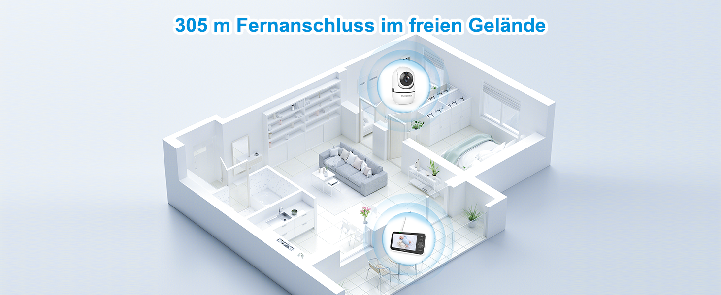 HelloBaby HB6550 Babyphone mit 5-Zoll-Monitor und schwenkbarer Kamera mit Infrarot-Nachtsicht – Detail 6