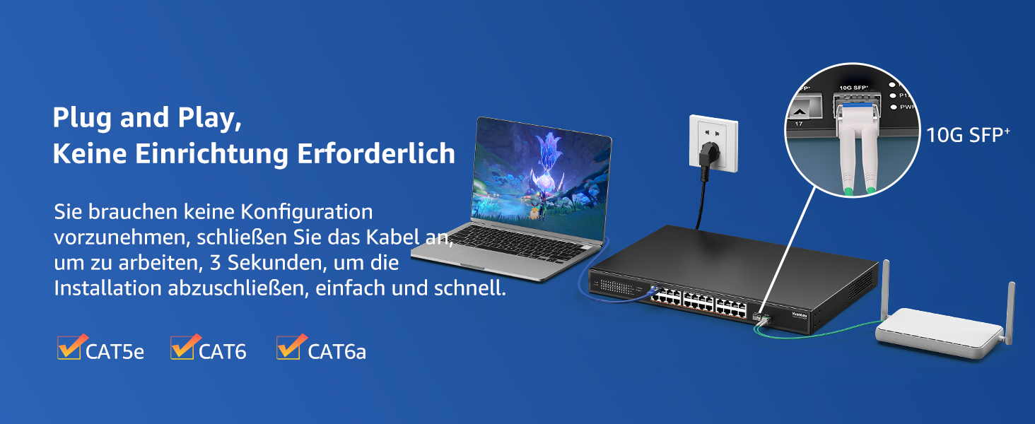 YuanLey 26-Port PoE-Switch mit 24 Ports zu 2,5 Gbit/s und zwei 10-Gigabit-SFP+-Steckplätzen – Detail 3