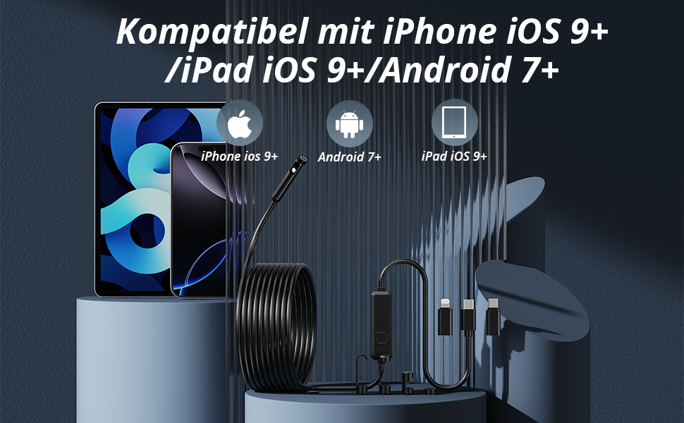 Acoath Endoskopkamera mit 7,9 mm Sonde, acht LEDs und 5 Meter halbstarrem Kabel – Detail 6