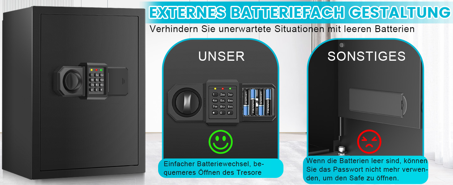 Tiskgg Standtresor mit 70 Litern Rauminhalt, elektronischem Zahlenschloss und Regal – Detail 7