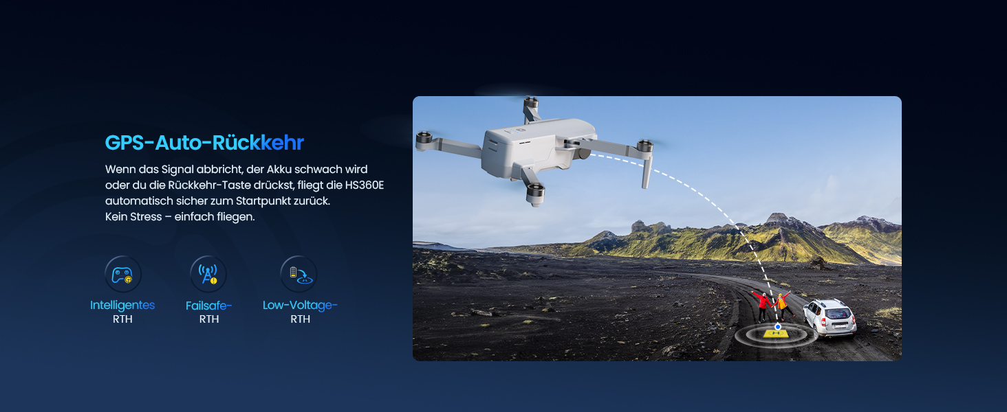 Holy Stone HS360E Drohne im Flug mit ausgeklappten Auslegern – Detail 7