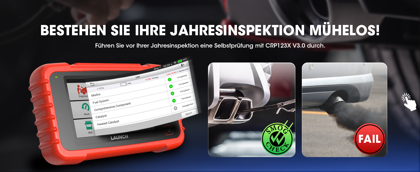 LAUNCH CRP123X V2.0 OBD2-Diagnosegerät als Handgerät mit 5-Zoll-Display, Frontansicht. – Detail 4