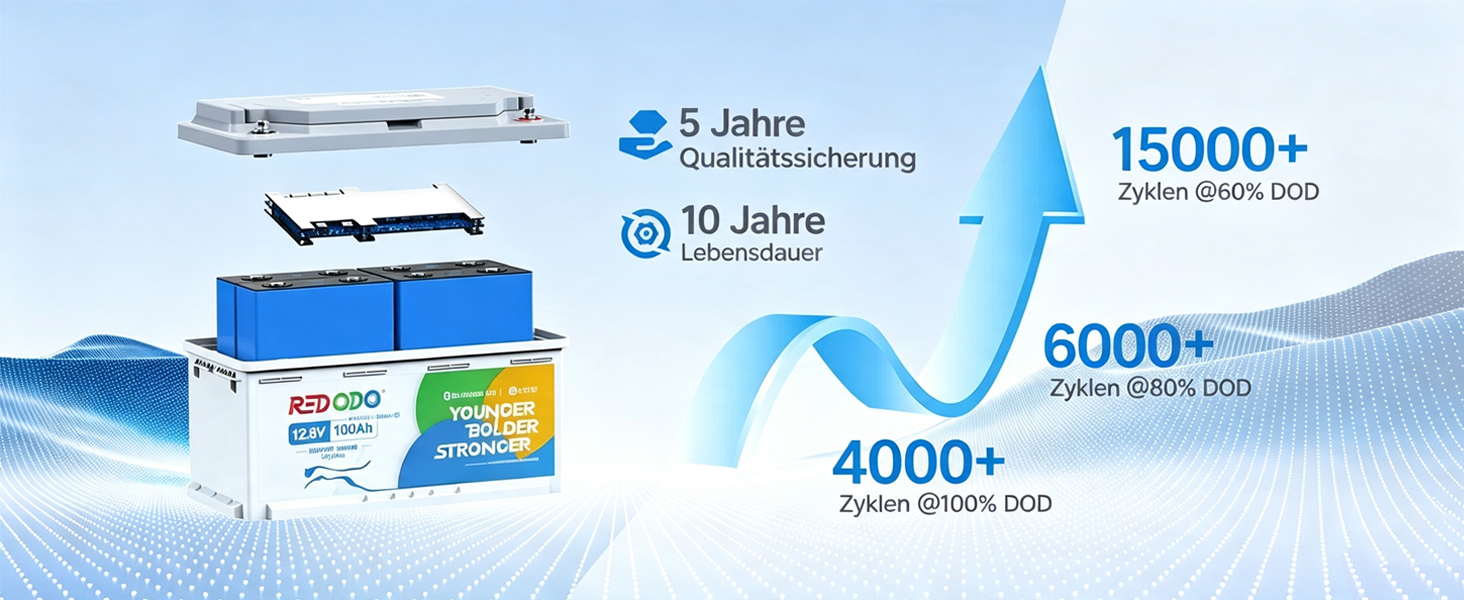 Redodo 12V 100Ah LiFePO4-Untersitz-Akku mit Bluetooth – Detail 7