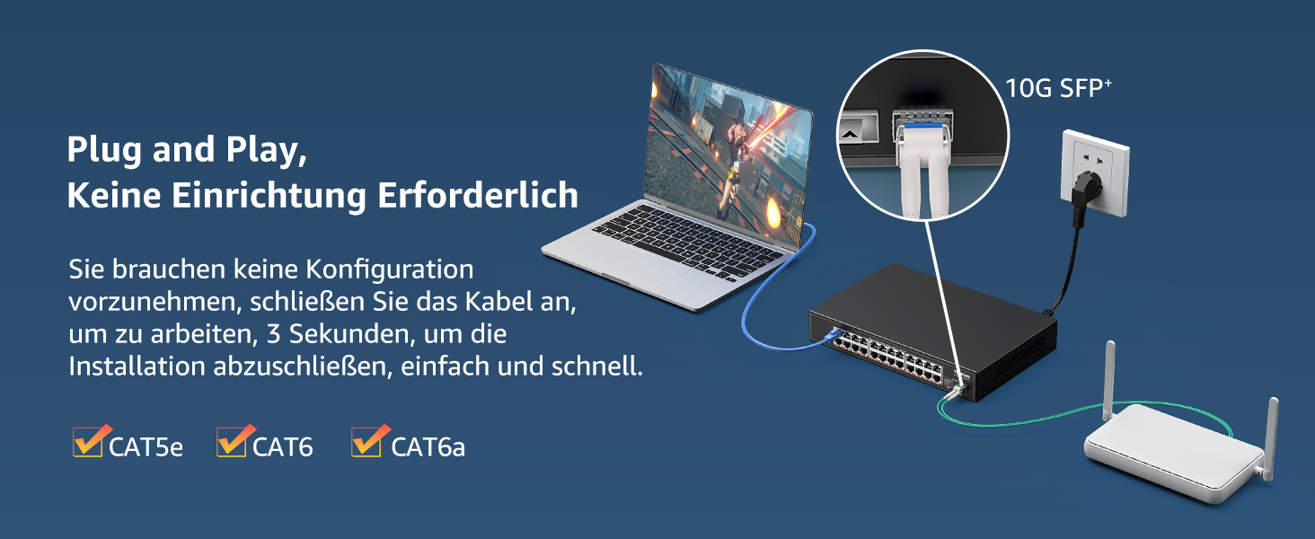 YuanLey YS25-2402-N Netzwerk-Switch mit 24 RJ45-Anschlüssen für 2,5 Gbit/s und zwei SFP+-Steckplätzen im schwarzen Metallgehäuse – Detail 3
