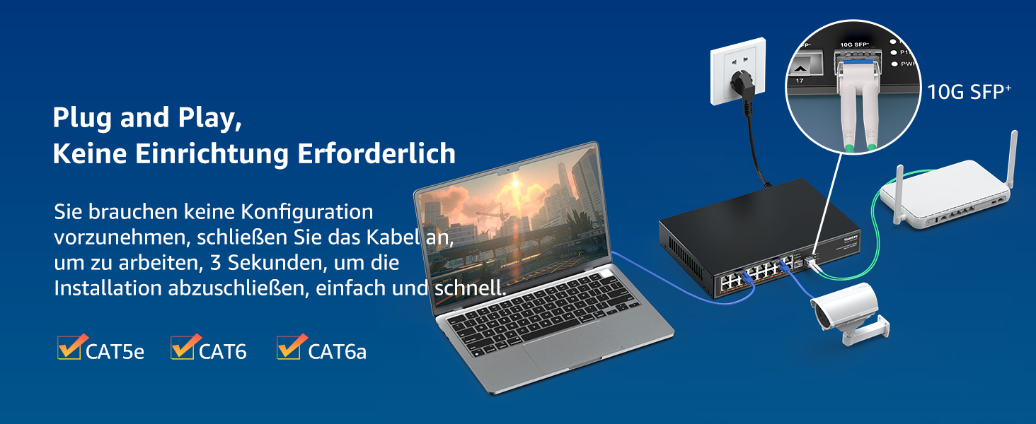 YuanLey YS25-1602 Netzwerk-Switch mit 16 RJ45-Anschlüssen für 2,5 Gbit/s und zwei SFP-Steckplätzen im schwarzen Metallgehäuse – Detail 3