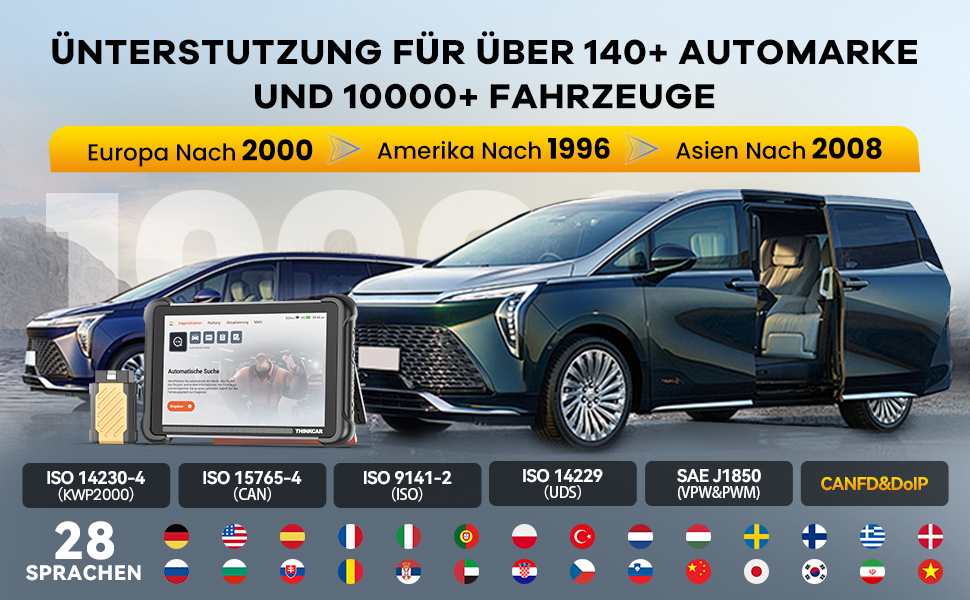 THINKCAR ThinkScan 689BT OBD2-Diagnosegerät mit 8-Zoll-Tablet und Bluetooth-Dongle für den OBD-Anschluss – Detail 7
