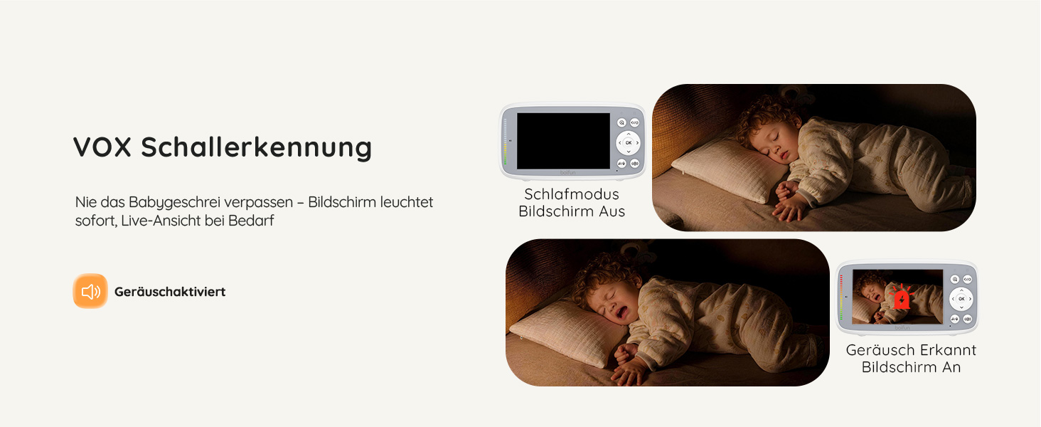 BOIFUN VB616 Babyphone in Weiss mit Kamera und 4-Zoll-Monitor – Detail 7