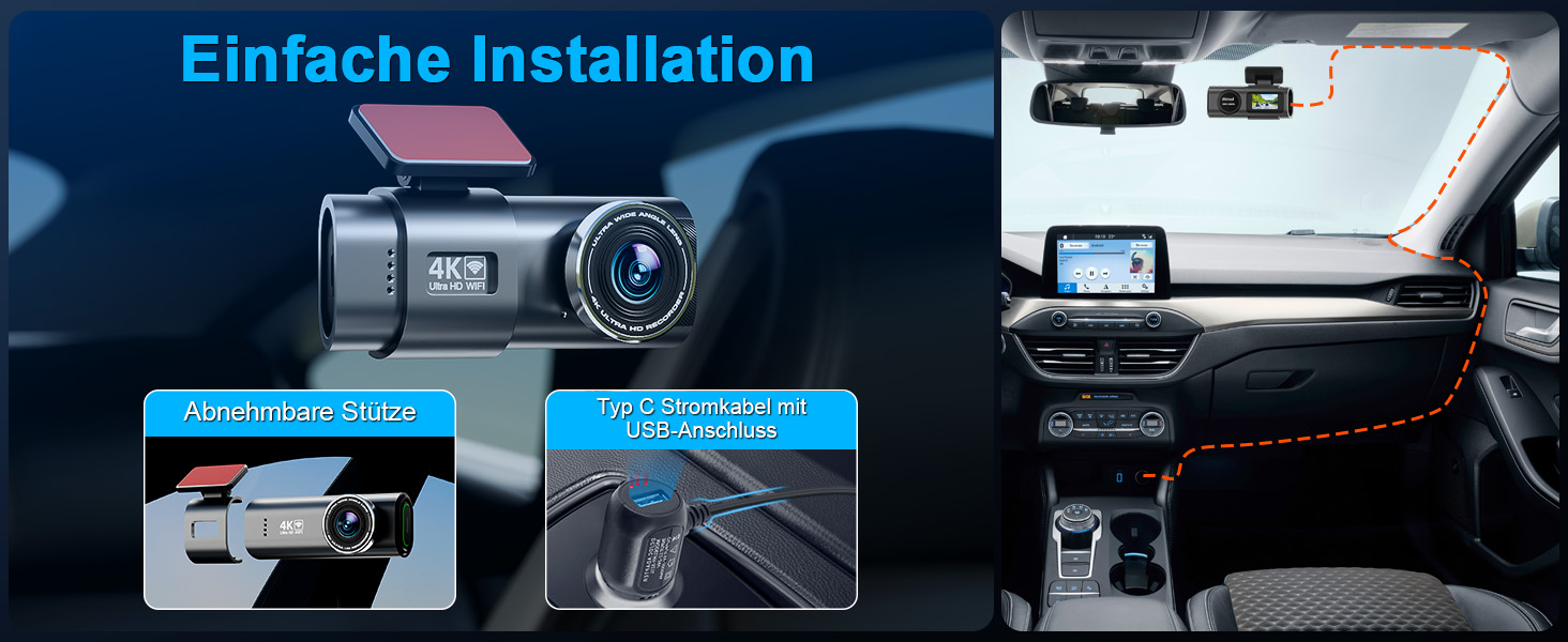 zhiroad Q20S 4K-Dashcam mit 1,47-Zoll-Display und abnehmbarer Halterung – Detail 7