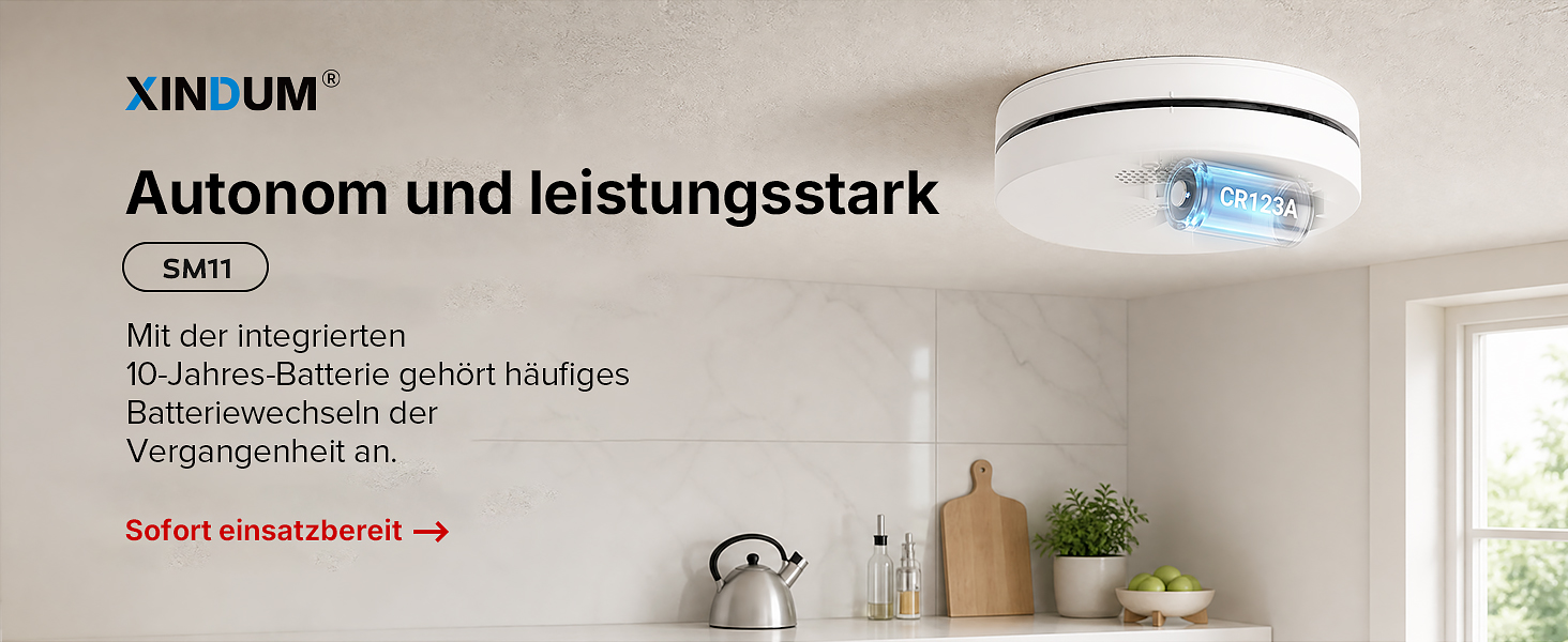 XINDUM SM01 Rauchmelder 6er Set in weiss mit Magnethalterung und 10-Jahres-Batterie – Detail 7