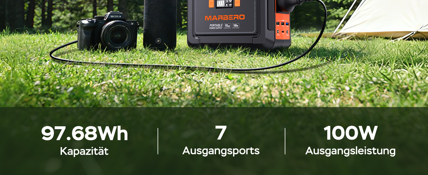 MARBERO Powerstation mit 98 Wh und faltbarem 30-Watt-Solarmodul im Set – Detail 3